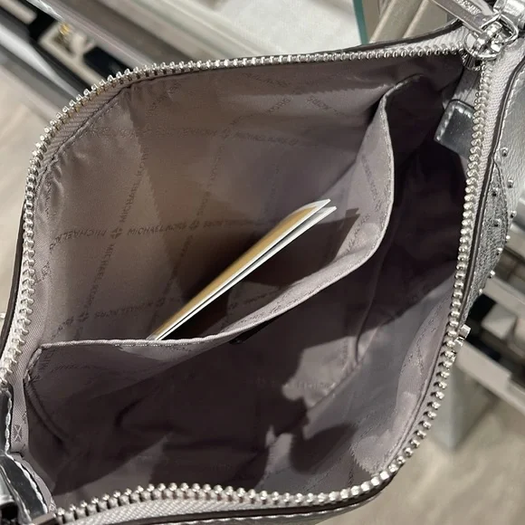 Michael Kors Jet Set Travel Small Metallic Patchwork Signature Logo Crossbody - Picture 7 of 16